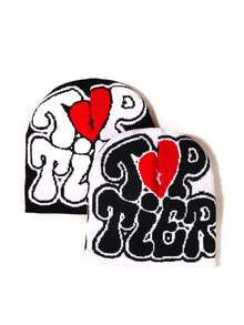 3顶Y2K系列顶级男女通用爱心字母针织帽，街头风骷髅帽，瑜伽帽，情侣针织帽，适合日常佩戴、户外运动，理想的冬季礼物装备 - TOP TIER - 查看 7