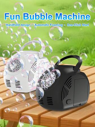 Máquina de burbujas automática para niños para uso en exteriores, de encendido con un solo botón, autogeneración de burbujas, sin usar las manos, adecuada para actuaciones en escenario, fiestas, regalo de Navidad para niños (no incluye baterías ni solución de burbujas)