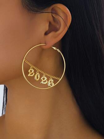 2026 Pendientes de color dorado, pendientes minimalistas de celebración, accesorios de moda para mujeres, regalo de fiesta y Año Nuevo para amigos