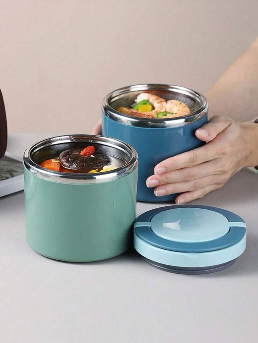 1pc Stainless Steel Insulated Lunch Box, Large Capacity, Portable Food Container, Student Bento Box, Breakfast Cup, Keeps Food Warm In Winter