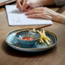 Handmade Ceramic Tableware Set, Including Soup Bowl, Plate, Noodle Bowl, Rice Bowl, Dipping Sauce Dish. Unique Asymmetrical Design - Suitable For Home, Restaurant Or Hotel Use, Restaurant Dinnerware | Artistic Bowl Design | Smooth Glaze Bowls - Multicolor - View 4