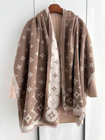 1 pieza Bufanda elegante y minimalista con estampado de estrella de cachemira sintética, adecuada para mujeres, salas con aire acondicionado, otoño/invierno, moda, versátil, calentador de cuello, viaje, chal decorativo, regalo