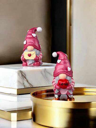 1 Pair Gnome Decor, Resin Desktop Ornament, Living Room, Bedroom, TV Cabinet Decor, Suitable For Home, Office And Wedding Decoration, Newlywed Decoration, Center Piece, Valentine's Day Gift, Best Souvenir Gift For Partner, Wife