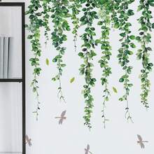2片/套 悬挂式绿色藤蔓窗贴，悬挂式藤蔓墙贴，常绿常春藤叶墙贴，适用于派对、家居、办公室、教室、卧室、客厅、沙发、电视背景墙装饰