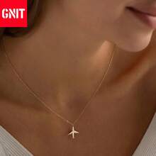 GNIT Aomogo Map Shape Stainless Steel Unisex Necklace Pendant, Fashionable Pendant Chain, Beautiful Men's Necklace, Party Gift - Golden Double-tooth Airplane - View 6