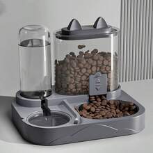 2-In-1 Automatic Cat Feeder And Water Dispenser Set - Dry And Wet Separation, Durable Plastic, Easy To Clean And Refill, Ideal For Indoor Pet Hydration And Healthy Feeding, No Battery Required - Worry-Free Travel, Fashionable Pet Accessory - 400ML - View 2
