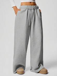 Sodalemon Pantalones de entrenamiento para mujer, pantalones de chándal sueltos con cintura elástica, pantalones deportivos anchos para gimnasio, casual, al aire actividades atléticas - Gris - Ver 5