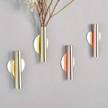 1/2/3pcs Creative Wall Flower Vase, Wall Hanging Flower Holder, Gold Color Decor For Living Room - Gold - View 16