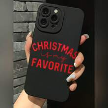 2026 nueva funda de teléfono mate, funda de teléfono con impresión "Navidad es mi favorita" para  17 15 Pro Max  17 14  17 13  17 12  Galaxy S23 S22 S21 funda de protección para teléfono funda de pareja regalo para novio novia regalo de vacaciones - Negro - Ver 1