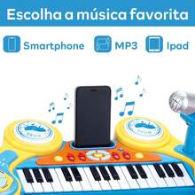 ATENTU Piano Keyboard Children Musical Piano Microphone Instrument Toy Child - 藍色 - 查看 5