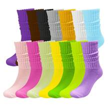 1/6 双混色女袜，秋冬款式随机，颜色包括蓝色、浅蓝色、白色、粉色、浅粉色、紫色中筒袜 - 彩色 - 查看 9