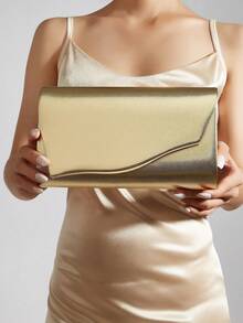 European And American Fashionable Simple Dinner Clutch Bag, Made Of High-Quality PU, Elegantly Designed For Noble Women, Single Chain Shoulder Bag And Crossbody Bag, Essential Wedding Items,Perfectly Matching With Graduation Dress, Prom Dresses, Perfectly Matching With Bridal Party, Best Choice Elegant Bag For Bridal Shower - 金色 - 查看 6