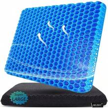 XZGB Gel Seat Cushion For Long Sitting Super Large And Thick - Office Chair Car Seat Cushion For Back Sciatica Hip Tailbone Pain Relief - Cool Soft And Breathable Pillow With Non-Slip Cover For Wheelchair - Blue - View 1
