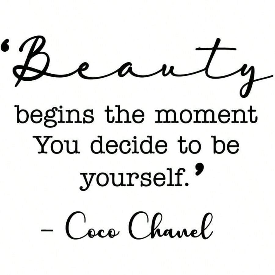 TTJM Vinyl Wall Art Decal Sticker Beauty Begins The Moment You Decide To Be Yourself - Inspirational Coco Chanel Quote Vinyl Decal For Home Bedroom Living Room And Office Decor 22.5" X 32" Black - 黑色 - 查看 1