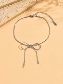 1 pieza/2 piezas Tobillera minimalista de moda con mariposa, tobillera de cadena de serpiente de acero inoxidable de lujo, versátil y femenina - Mariposa - Ver 4