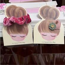 10/20/50张可爱女孩卡纸 – DIY发饰展示卡，适用于手工发夹和发带，可爱精品礼品包装，非常适合生日、圣诞节礼物和节日用品，也是商店和家居的理想节日装饰。 - 彩色 - 查看 3