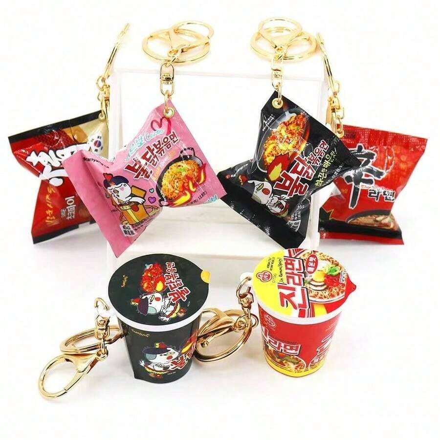 Korean Simulation Snack Bag Keychain Turkey Noodles Instant Noodles Pendant Fun Food Miniature - Nhiều màu - Xem 1