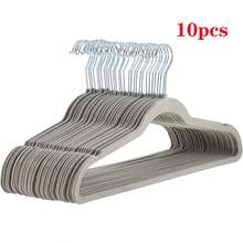 10-Pack Plush Clothes Hangers, Velvet Hangers,Luxurious, Traceless, High-Load-Bearing Wardrobe Hangers, Suitable For Clothing Storage In Bedrooms, Balconies, And Bathrooms, And Can Be Used To Hang Shirts, Coats, Dresses, Pants, Etc. - 灰色 - 查看 9