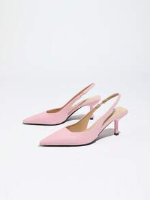 Sepatu Hak Tinggi Wanita, Sepatu Hak Tinggi Ujung Lancip, Sepatu Hak Stiletto Modis, Sandal Bertali Belakang dengan Bagian Depan Rendah, Sepatu Hak Kitten - Berwarna merah muda - View 7