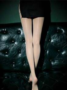 1 Pair Women's Y2K Sexy Black Glossy Oil Shine Pantyhose - Ultra-Thin Pearl Luster Gold Thread Crotchless Base Tights, High Elastic Anti-Snag Breathable Nylon Hosiery With Shiny Detail, Perfect For Daily Wear, Skirt Matching, Nightclubs, Parties & Y2K  Styles - Nhiều màu - Xem 4