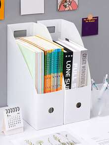 3/2/1个白色防水文件盒，桌面文件收纳盒，厨房用具收纳盒，橱柜分隔收纳盒，加厚可折叠简易文件收纳架，书架，适用于学生宿舍、书架、返校季、学习用品
