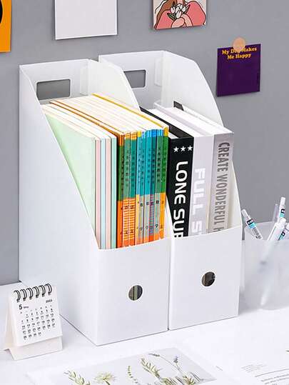 3/2/1个白色防水文件盒，桌面文件收纳盒，厨房用具收纳盒，橱柜分隔收纳盒，加厚可折叠简易文件收纳架，书架，适用于学生宿舍、书架、返校季、学习用品