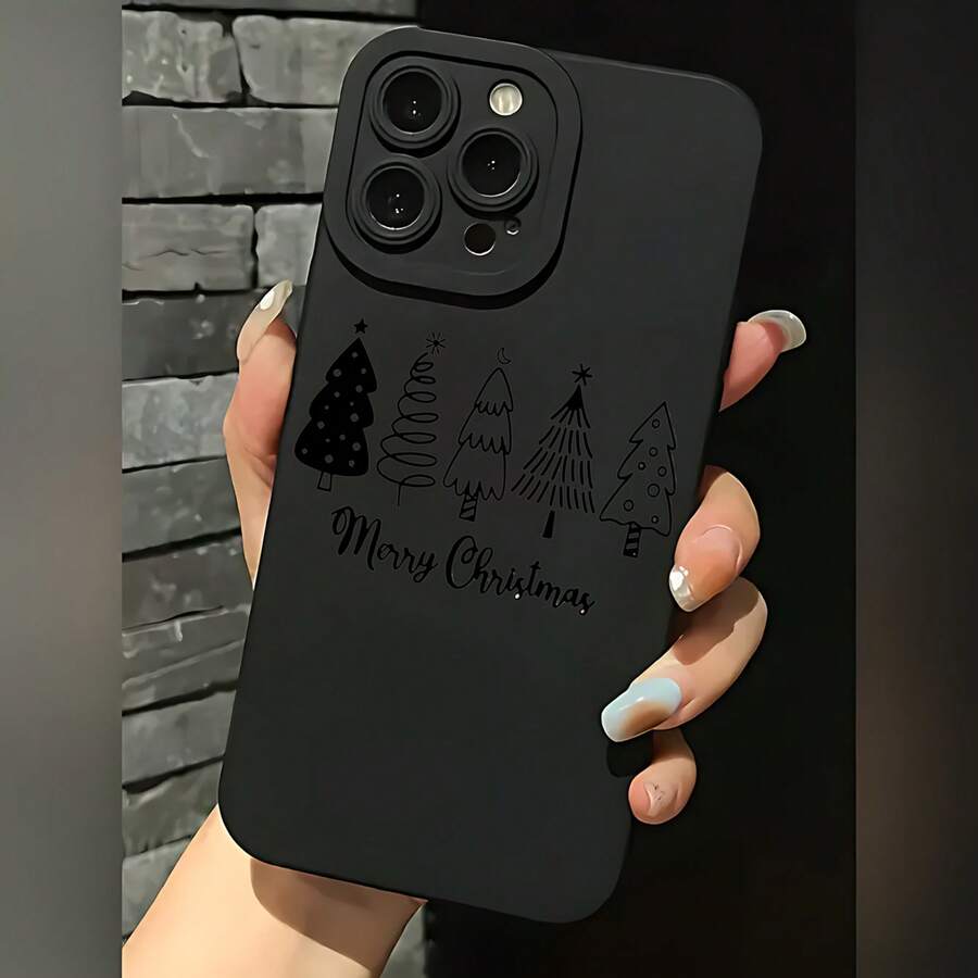 2026 nueva funda de teléfono mate, funda de teléfono con patrón de árbol de Navidad, diseño de Feliz Navidad para 17 15 Pro Max, 17 14 Pro, 17 13, 17 12, Galaxy S23 S22 S21 S20, funda protectora para teléfono, regalo de pareja para novio y novia, regalo de vacaciones - Negro - Ver 1