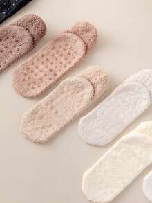 2/4 pares de calcetines de piso multicolor para hombres, calcetines cortos de otoño/invierno con forro térmico, calcetines gruesos y esponjosos para adultos, calcetines cálidos para el hogar y barco, antideslizantes para dormir, sencillos y versátiles, calcetines acogedores - Multicolor - Ver 5