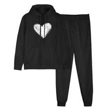 Outfits Women's Sports Tracksuits Long Sleeve Pullover Hoodies Sweatshirt Loose Coat And Sweatpants Fall Winter Suit Classic Heart Graphic Drawstring Long Sleeve Hoodies Sweatshirt And Pants Set - 黑色5 - 查看 1
