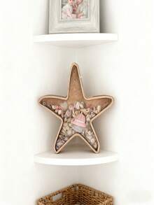 1 Stück Baby Zimmer Deko Seestern Tisch Display Regal, Ozean Thema Schmuck Aufbewahrung Organizer, Transparentes Sparschwein aus Holz, Seestern Display Box, Kreatives Holz Tisch Display Regal, Muschel Münzaufbewahrungsbox, geeignet für Baby Mädchen und Jungen