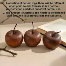 2pcs Solid Wood Apple Diffuser, Natural Sapele Wood Apple Shaped Diffuser - Solid Wood Essential Oil Diffuser, Solid Wood Texture, Practical Tool, Exquisite Decorative Piece. Drop In Essential Oil To Naturally Disperse Fragrance, Adds A Pleasant - Multicolor - View 3