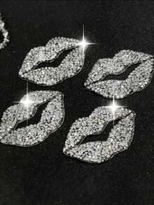 2pcs/10pcs/20pcs Red Lips Rhinestone Stickers, DIY Fashion Shoes And Jeans Accessories Resin Rhinestone Patch Stickers Red Lips Hot Melt Glue Mesh Rhinestone Stickers DIY Rhinestone Hot Melt Map Suitcase, Shoes And Hats Christmas, New Year, Valentine's Day Wedding Decoration. - Multicolor - View 10