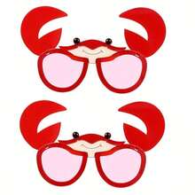 1 Funny Crab Birthday Party Glasses - Red Crab Eye Design, Rich Expression, Lightweight Plastic Material - Multicolor - View 4