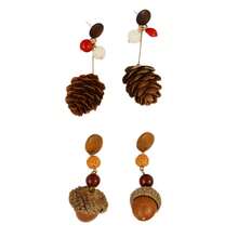 Pair Of Original Plant Fruit Forest Style Earrings Natural Acorn Handmade Vintage Pinecone Earrings Artistic Ear Jewelry For Daily Banquet Party Vacation Gift - 2 - View 3