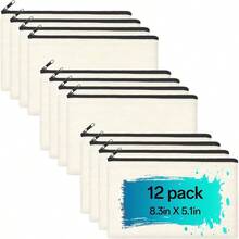 KKXY Canvas Pouch- Multi-Pure Cosmetic Bag With Zper DIY Craft Canvas Zper Pouch B Makeup Bags Bulk Travel Tetry Bag For Sage 8.3 X 5 Inches - Màu be - Xem 1