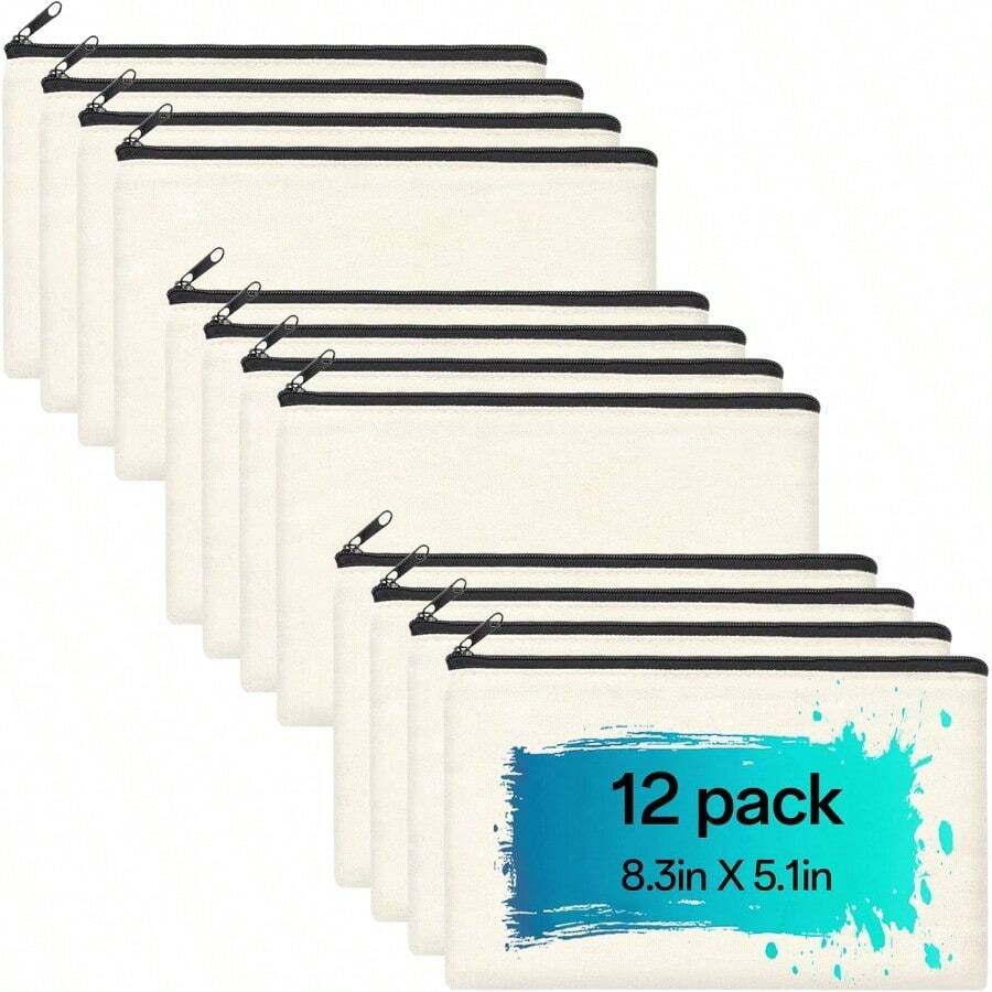 KKXY Canvas Pouch- Multi-Pure Cosmetic Bag With Zper DIY Craft Canvas Zper Pouch B Makeup Bags Bulk Travel Tetry Bag For Sage 8.3 X 5 Inches - Màu be - Xem 1