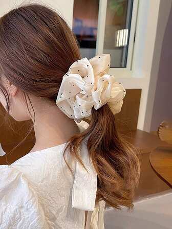 1个特大号雪纺波点发圈，发绳，发圈