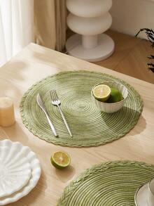 4/6pcs Multicolor Ombre Floral Edged Polyester Placemats, Easy To Clean - Green - View 3