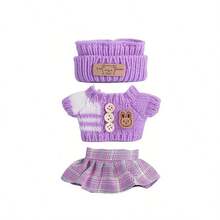 适合17厘米吊坠钥匙扣娃娃的娃娃服装套装，可爱毛衣套装，娃娃配件，有粉色、灰色、紫色、黑色可选。