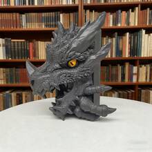 تمثال تنين من الراتنج ساحر - ديكور منزلي على الطراز الأمريكي، زخرفة رف الكتب، بدون بطارية - متعدد الألوان - مشاهدة 1