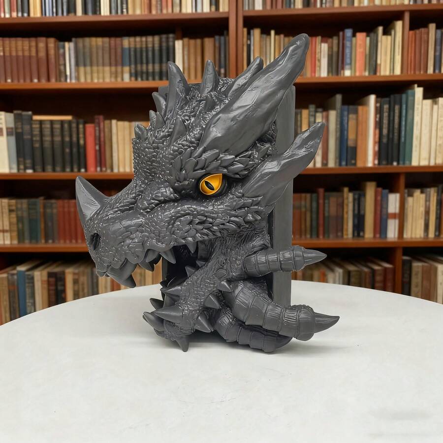 تمثال تنين من الراتنج ساحر - ديكور منزلي على الطراز الأمريكي، زخرفة رف الكتب، بدون بطارية - متعدد الألوان - مشاهدة 1