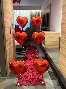 43pcs Happy Valentine's Day Decoration Balloon Set, Includes Red Valentine's Day Letter Banner, Heart-Shaped Balloons, Suitable For Valentine's Day Party, Wedding, Proposal, Bridal Shower, Anniversary Decoration - Red - View 6