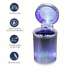 Car Ashtrays Multi-Function Portable Ashtray Colorful LED Light With Air Vent - White - View 5