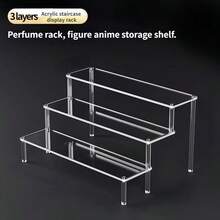 1-4 Tier Acrylic Desktop Display Rack, Transparent Tiered Cupcake, Perfume, Action Figure, Blind Box Storage Organizer - White - View 8