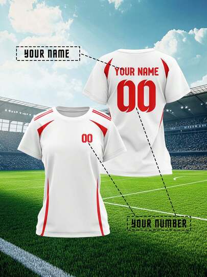 Áo thể thao tùy chỉnh năm 2025, Áo thun thể thao tập luyện ngoài trời thường ngày mới mùa hè, áo thun ngắn tay cho đội thể thao nữ, áo thun tập luyện câu lạc bộ, in tên và số trước và sau, thoáng khí, nhanh khô, vừa vặn thoải mái cho hoạt động thường ngày, tiệc tùng, áo lót màu đen