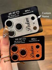 [Customized] Personalized Customized Letters Engraving Name Glitter Mobile Phone Lens Protective Pad Case Compatible With IPhone 17 Pro 17 Pro Max Prevent Scratches Shockproof Protective Cover - Silver - View 5