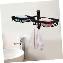 ABOOFAN Jabonera - Rejilla De Almacenamiento Deón De Pared Soporte De Drenajeíble Fácil De Instalar para Baño Y Cocina - dorado - Ver 9