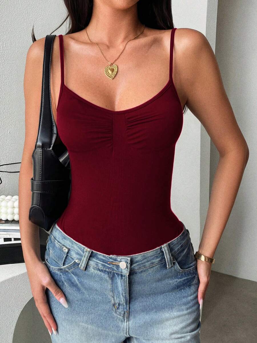 GAOVOT Y2K Sexy Backless Bodycon Sports Casual Jumpsuit, Red, Spring/Summer - Burgundy - View 1