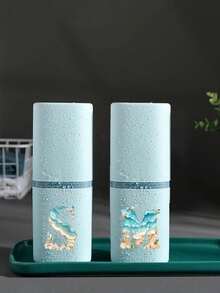 A-Z Letter Beach Series Portable Toothbrush Holder, Keeps Your Toothbrush Clean And Portable Anytime! Travel Toothbrush Rack, Portable Toothbrush Cup Lid, Suitable For Travel, Camping, Business Trip And School, Multi-Function Toothbrush Cup, Travel Wash Cup, Toothbrush And Toiletry Storage Set, Minimalist Toiletry Storage Box, Travel Essential, Bathroom Accessory, Home Goods And Storage - Multicolor - View 6
