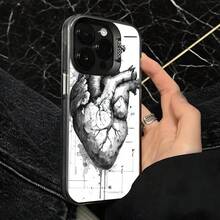 Funda de Teléfono Diseño de Anatomía de Corazón Humano Blanco Para  14 Pro Max  13 Pro  12  Galaxy S23 S22 S21 Opción de Regalo Ideal para Todas las Estaciones - Plateado - Ver 4